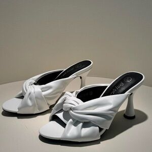 NEW Faux Leather Twisted Stiletto Heeled Mules